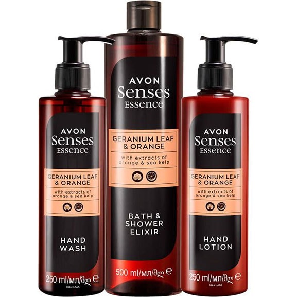 AVON Senses Essence Geranium Leaf & Orange Pflege-Set 3-teilig