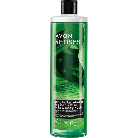 AVON Senses Jungle Rainburst 2-in-1 Shampoo & Duschgel 500 ml